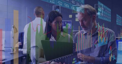 Dynamic Team Analyzing Digital Stock Data in Office