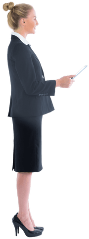 Transparent Businesswoman Profile Using Tablet Device