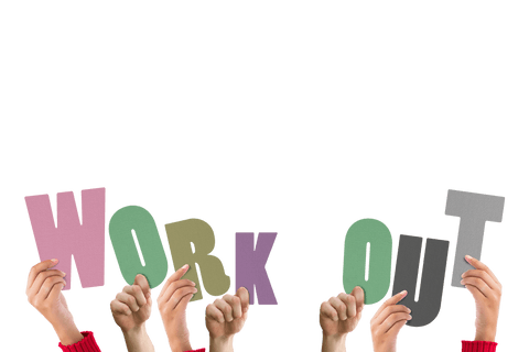 cropped hands holding colorful work out text on transparent background - Download Free Stock Videos Pikwizard.com