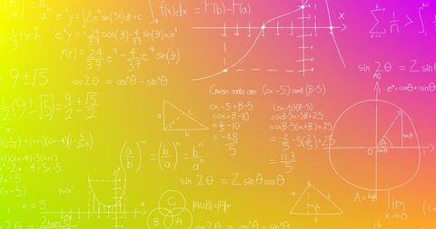 Handwritten Mathematical Formulas on Vibrant Gradient Background - Download Free Stock Images Pikwizard.com