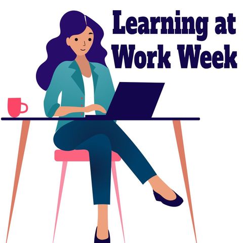 illustrated woman engaging with laptop for learning at work week - Download Free Stock Templates Pikwizard.com