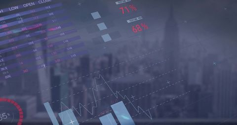 Digital Financial Analytics With Urban Backdrop - Download Free Stock Images Pikwizard.com