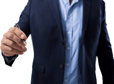 Transparent Writing Gesture by Businessman in Suit