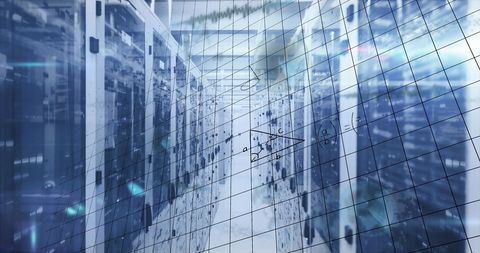 Digital Interface Reflections Over Modern Data Center - Download Free Stock Images Pikwizard.com