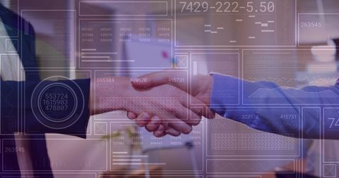 Business Agreement with Digital Interface Overlay - Download Free Stock Images Pikwizard.com