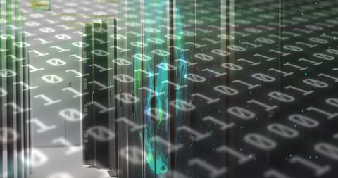 Digital Network Technology Overlay in Modern Server Room - Download Free Stock Images Pikwizard.com