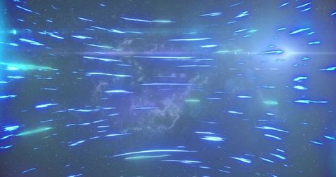 Racing cyan light streaks sweeping through neon space nebula and starfield