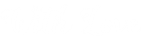 White script 'with love' text on transparent background