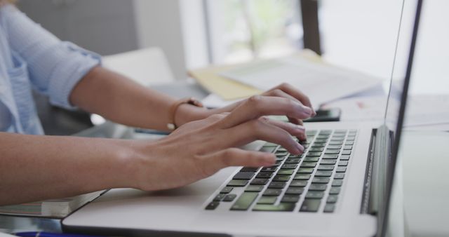 Close-Up of Businesswoman's Hands Typing on Laptop - Download Free Stock Images Pikwizard.com