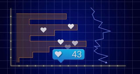 Digital Data Visualization with Icons and Graphs on Grid Background