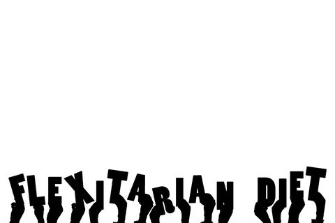 Hands holding flexitarian diet message on transparent background