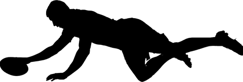 Transparent athlete diving to score with soccer ball silhouette