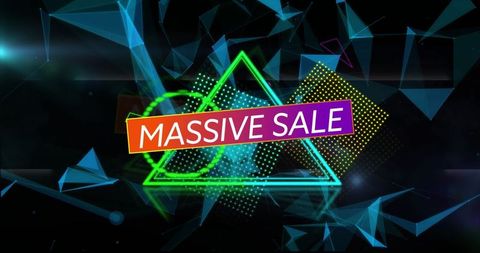 Massive Sale Deal Over Abstract Geometric Digital Background
