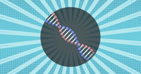 Creative DNA Strand Over Vibrant Radiating Stripes - Download Free Stock Images Pikwizard.com