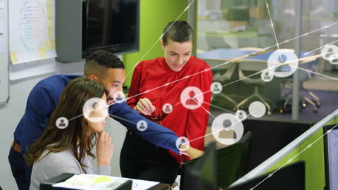 Diverse Professionals Connecting in Modern Office