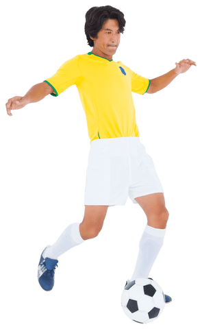 Transparent Soccer Player Kicking Ball in Action