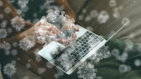 Digital World During Pandemic Concept with COVID-19 Cells