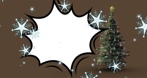 Festive Christmas Tree with Snowflake Graphic
