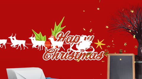 Festive Christmas Animation with Falling Stars Background