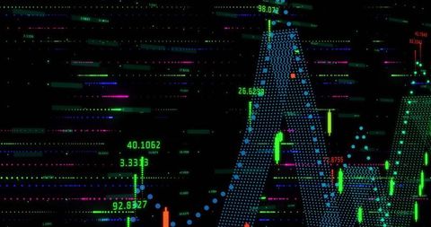 Abstract Digital Financial Chart with Neon Candlesticks