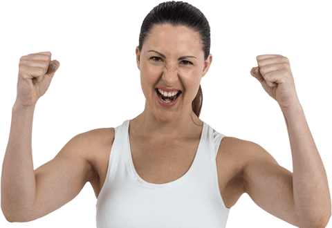 Transparent Background of Enthusiastic Female Athlete Celebrating