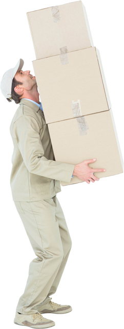 Delivery Worker Balancing Three Cardboard Boxes on Transparent Background - Download Free Stock Videos Pikwizard.com