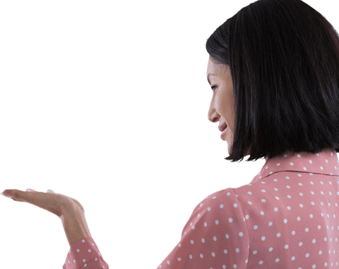 smiling woman with outstretched palm on transparent background - Download Free Stock Videos Pikwizard.com