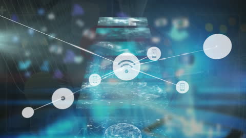 Digital Network with Global Data Connections Animation