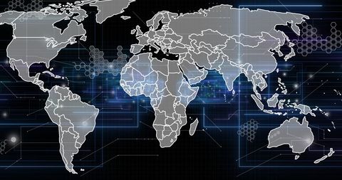 Digital Data Processing World Map with Global Connections - Download Free Stock Images Pikwizard.com