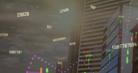 Financial Data Overlay on Urban Skyline Representing Global Business Trends - Download Free Stock Images Pikwizard.com
