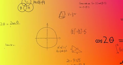 Colorful Mathematical Formulas and Diagrams Across Gradient Background - Download Free Stock Images Pikwizard.com