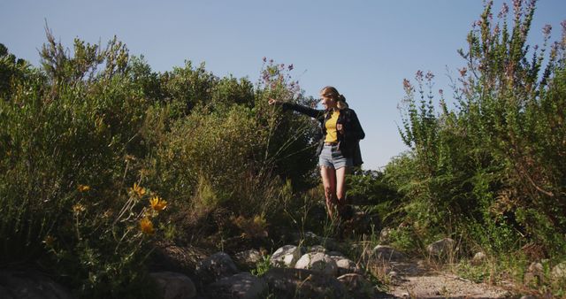 Young Woman Exploring Scenic Nature Trail in Summer - Download Free Stock Images Pikwizard.com