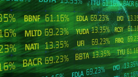 Animated Trading Board Displaying Stock Prices and Global Data