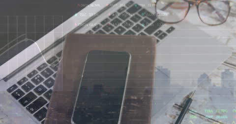 Digital Stock Analysis on Office Desk Background