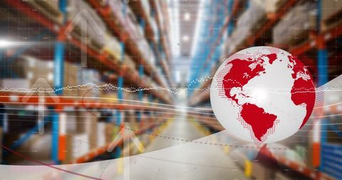 Global Financial Data Over Warehouse Conceptual Image