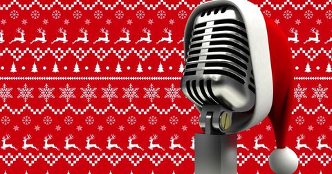 Vintage Microphone With Santa Hat on Festive Background - Download Free Stock Images Pikwizard.com