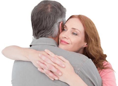 Transparent Loving Embrace of Casual Couple Expressing Affection