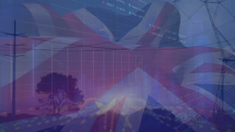 Blending Finance and Energy Landscape with EU-UK Flag Overlay
