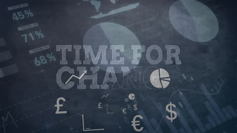 Financial Data and Currency Symbols with Motivational Text