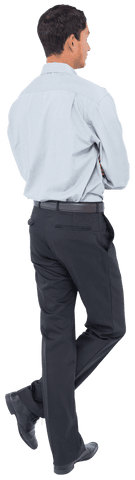Rear View of Biracial Businessman in Formal Attire on Transparent Background