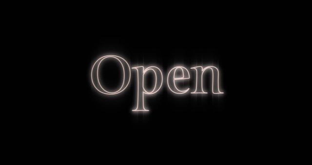 Glowing Neon Open Sign on Black Background - Download Free Stock Images Pikwizard.com