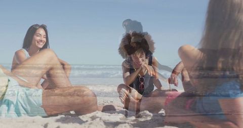 Family Enjoying Summer Day at Sunny Beach