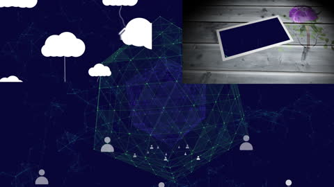 Digital Network Profile Icons Connecting in Futuristic Space