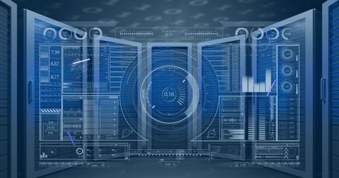 Futuristic Digital Interface with Data Visualization Charts - Download Free Stock Images Pikwizard.com