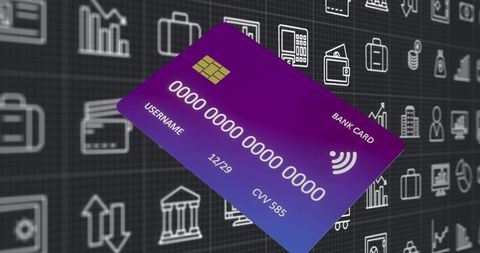 Digital Banking Concept With Credit Card and Currency Icons