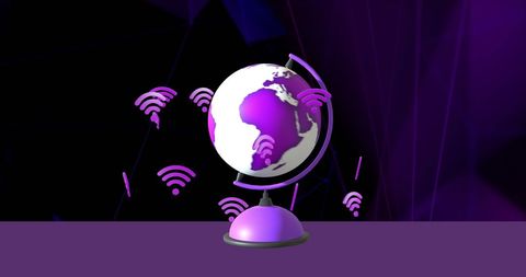 Futuristic globe with wifi symbols representing global connectivity