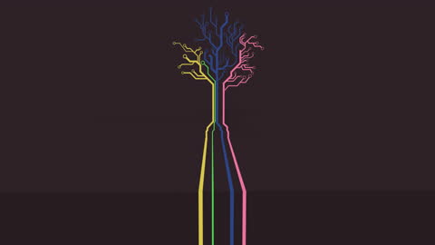 Colorful Circuit Tree Representing Digital Connectivity Growth