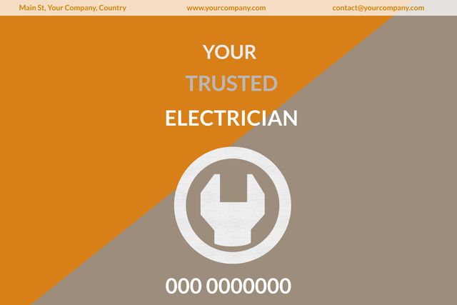 This electrician services flyer template showcases a stylish plug icon, symbolizing expertise and trust. Ideal for electricians and electrical services companies for promoting services. Easily customizable with contact details, logo, and business information.