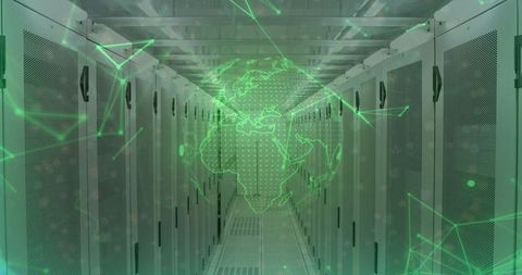 Futuristic Digital Globe Hovering in Modern Data Center - Download Free Stock Images Pikwizard.com