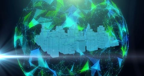 Futuristic Digital Cityscape Network Globe Visualization - Download Free Stock Images Pikwizard.com